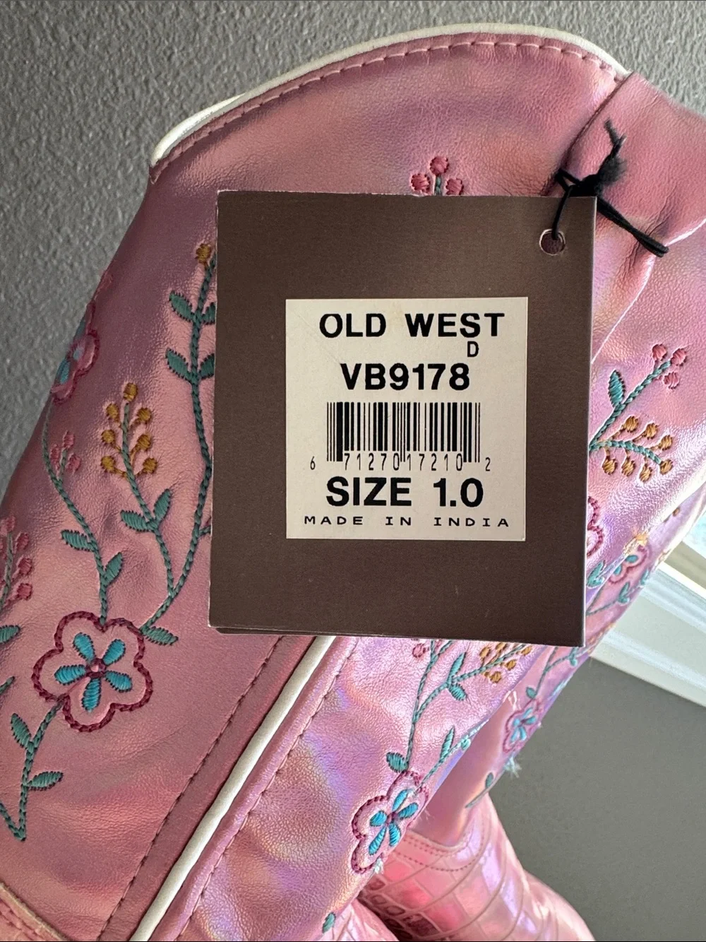 Girls Old West Pink Floral Embroidered Kids' Cowgirl Boots